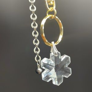 Snowflake crystal pendant keychain.